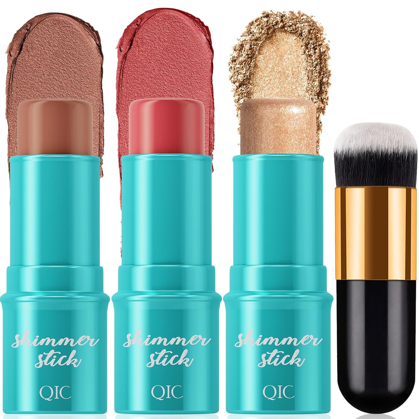 3 Pcs Cream Contour Stick Makeup Set, Shades with Natural Bronzer, Blendable Blush, and Highlighter Stick for a Flawless Look, Long Lasting & Waterproof Contour Stick Makeup for All Skin(#1,5,7)
